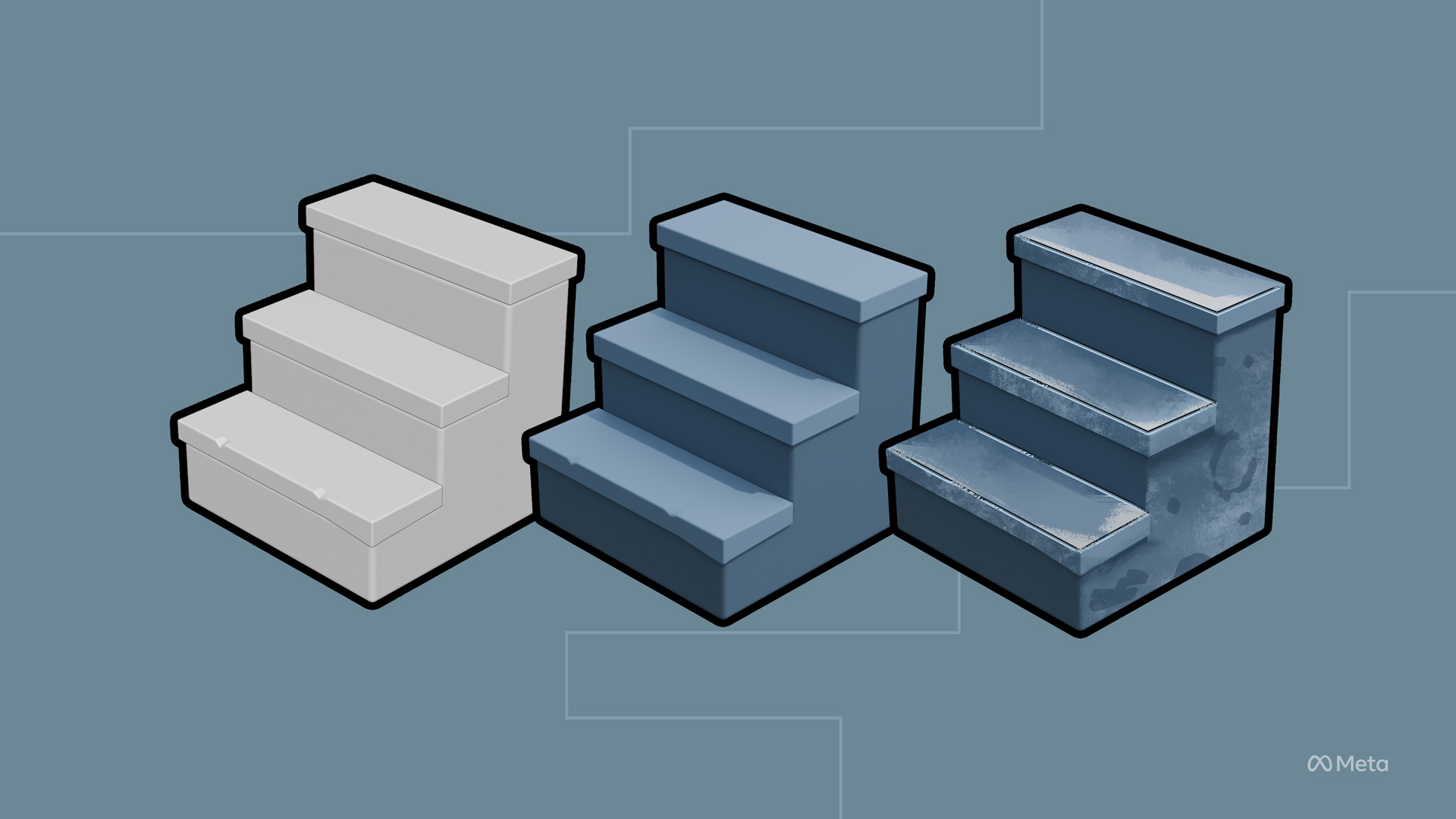3D logo of stairs for Horizon Worlds