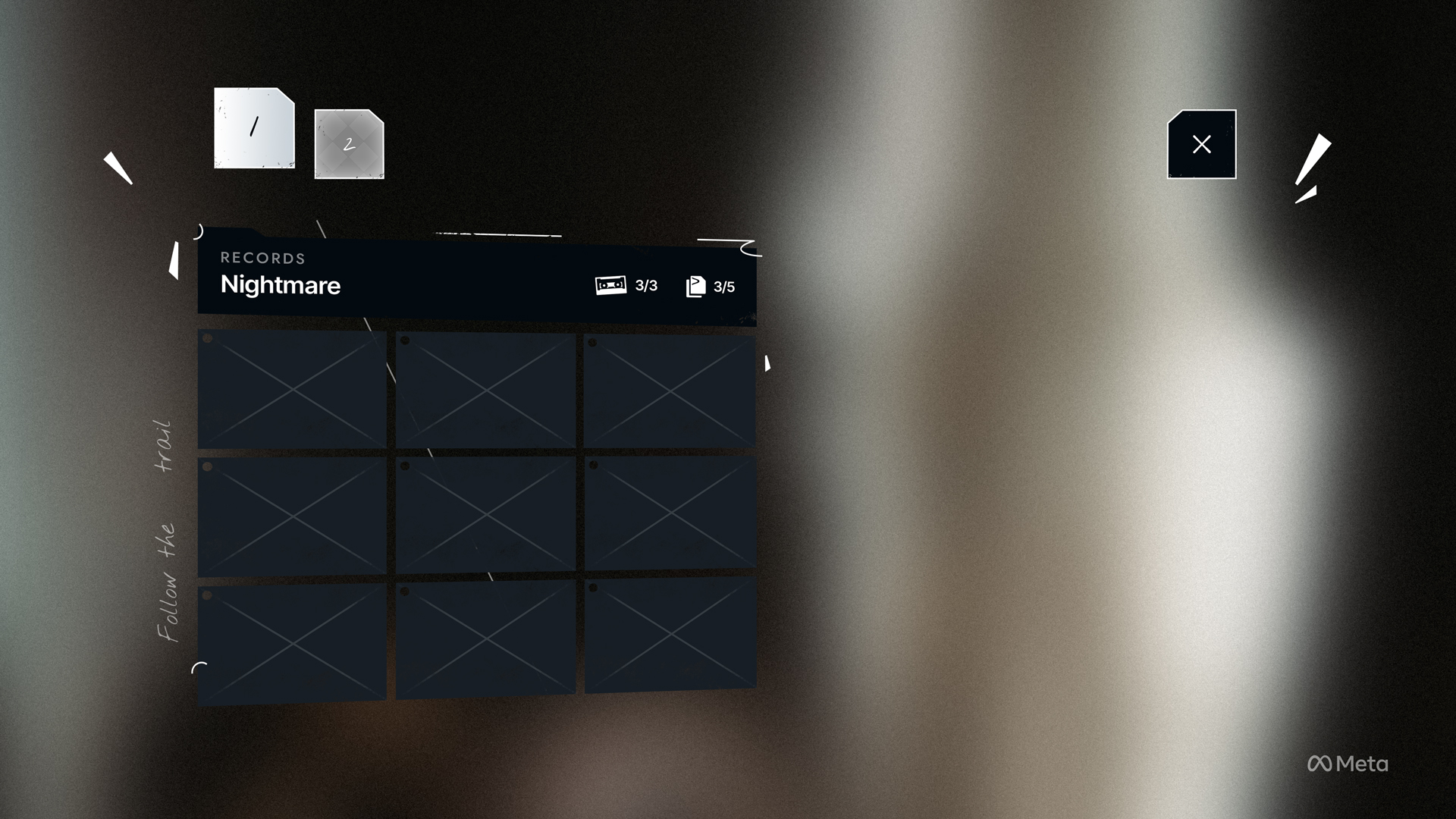 design styleframe of the shattered VR codex menu