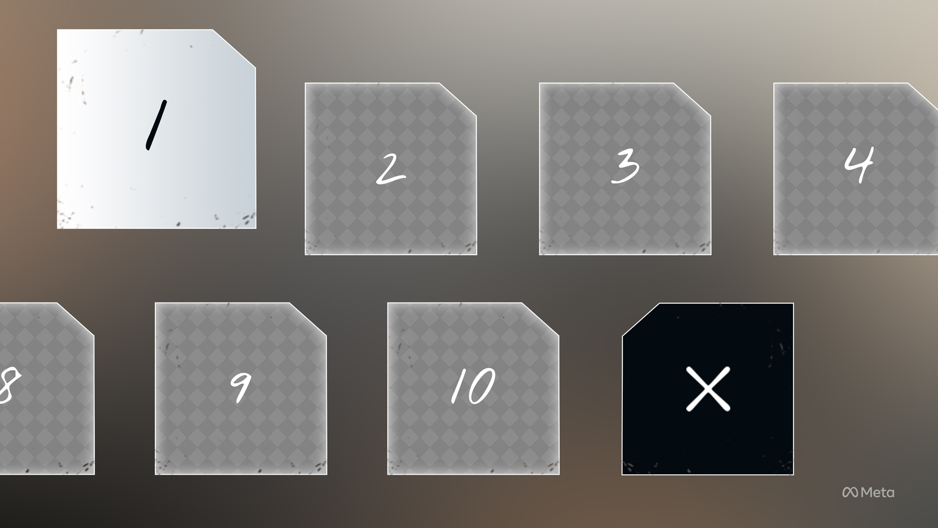 design styleframe of the shattered VR codex menu