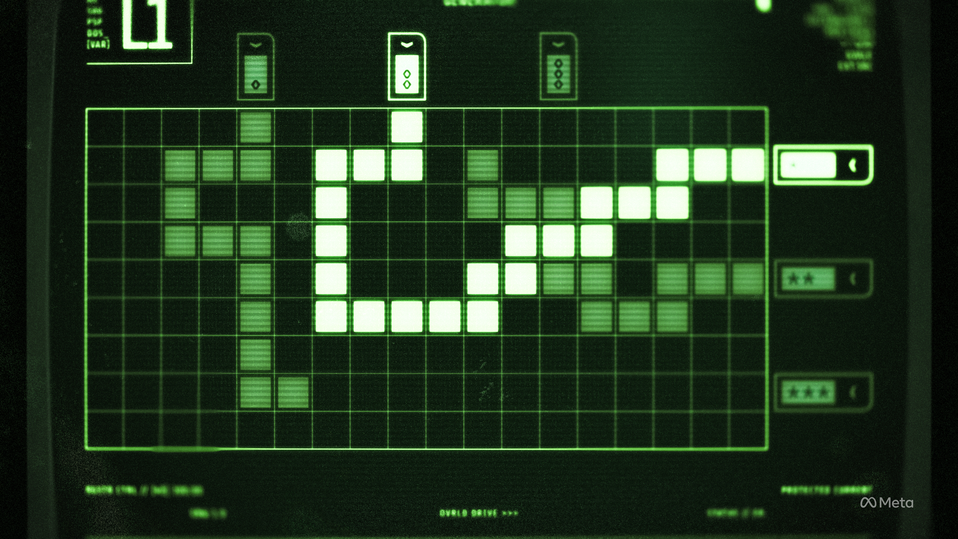 greyvale OS green crt screen design from Shattered VR