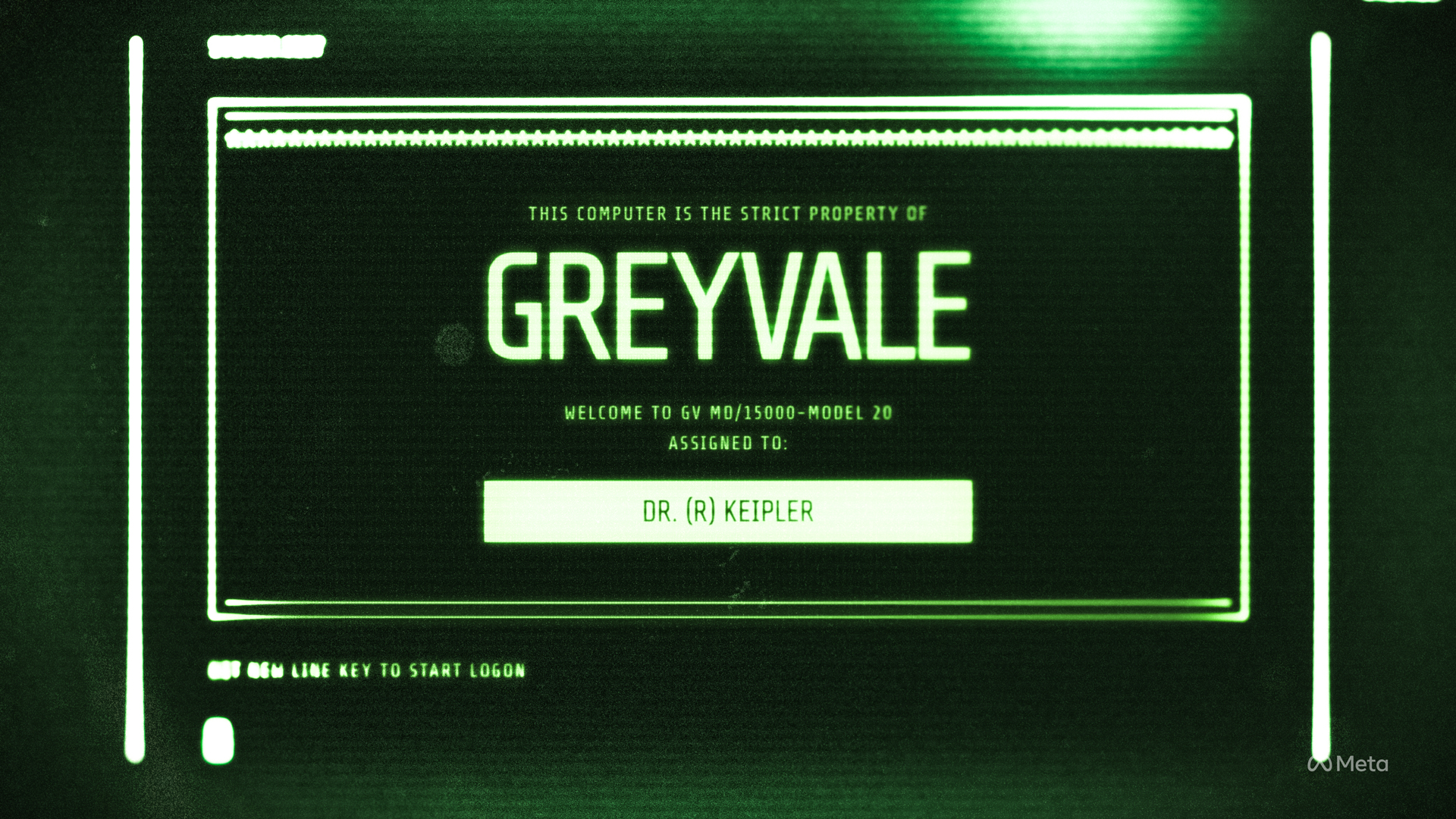 greyvale OS green crt screen design from Shattered VR