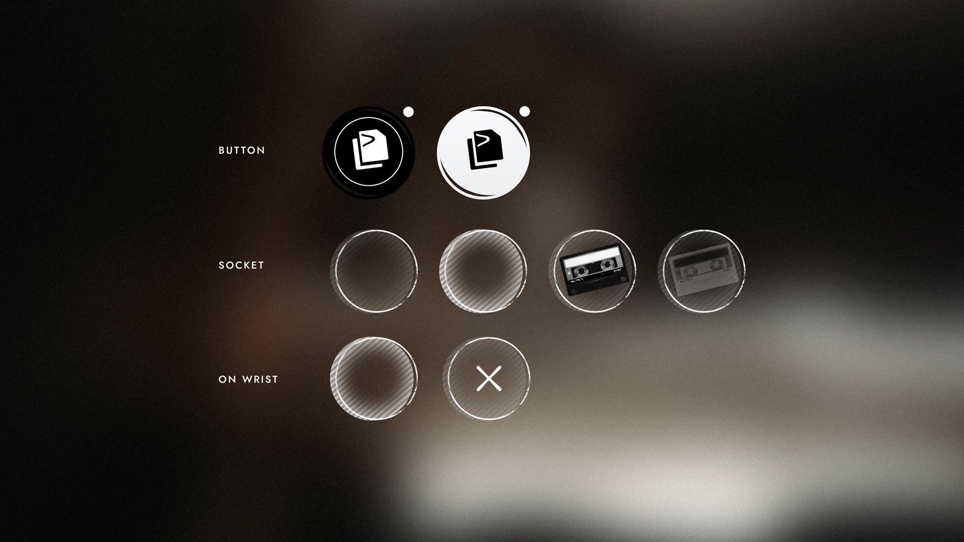 esign concept for the shattered inventory button states