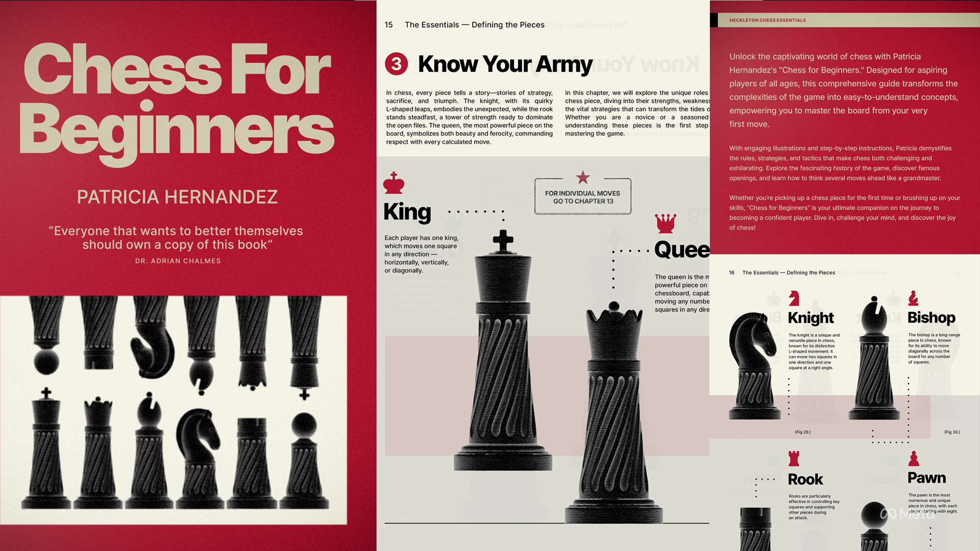 a mock book design for a book about chess