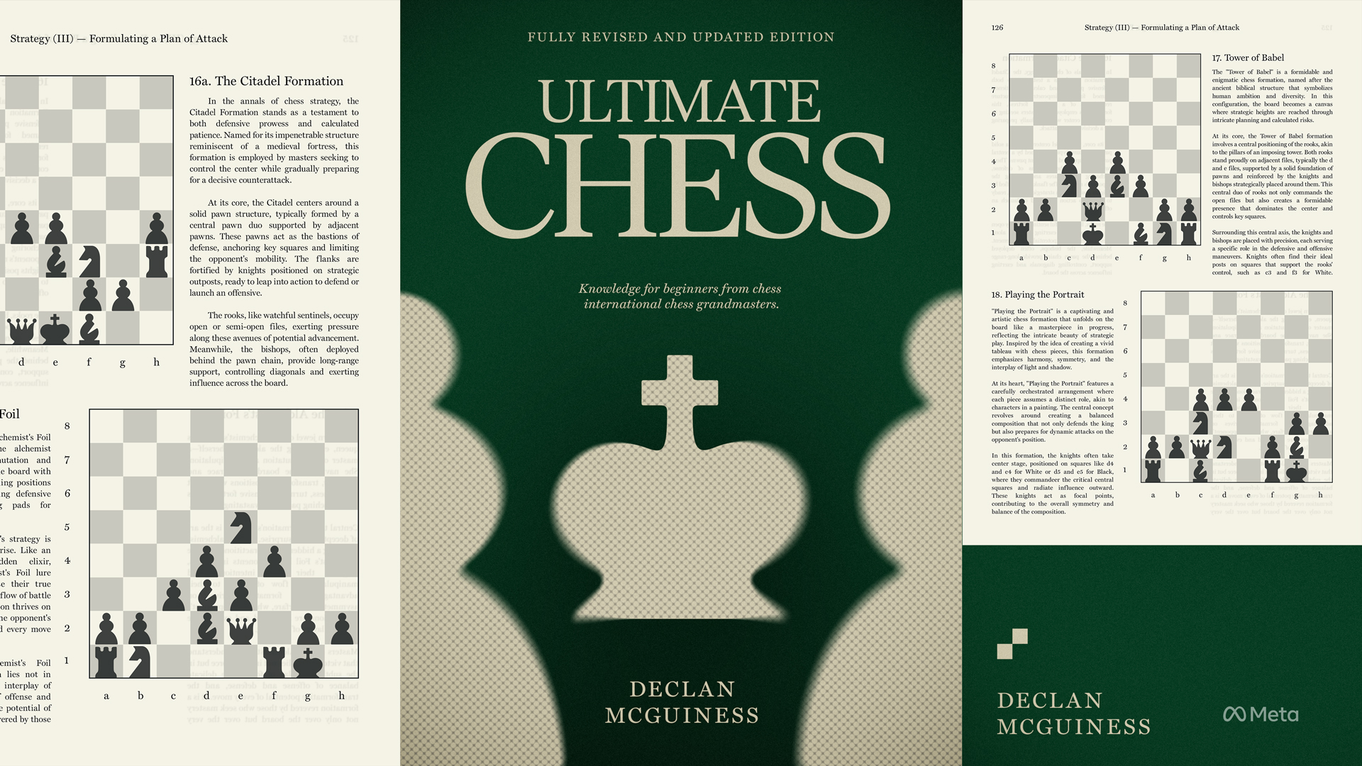a mock book design for a book about chess