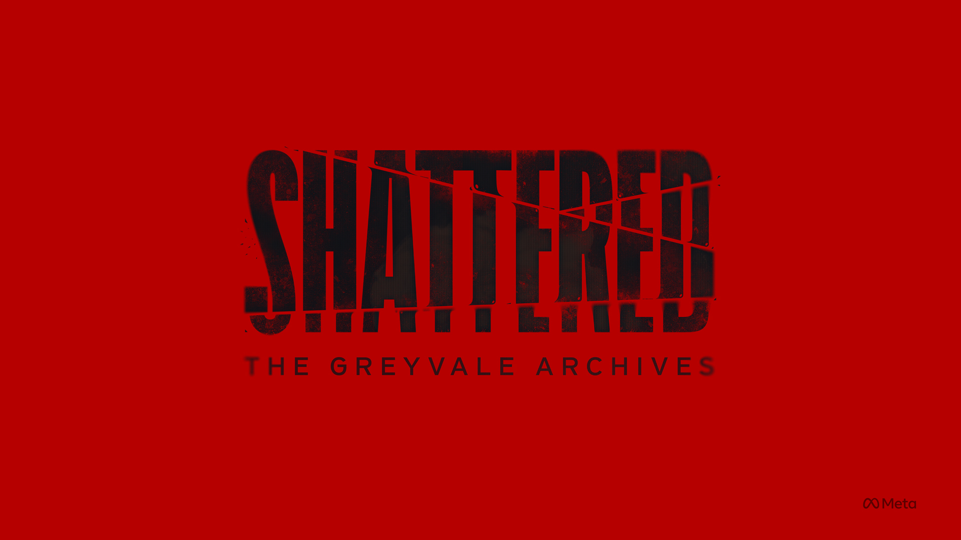 Shattered logo negative, black on red