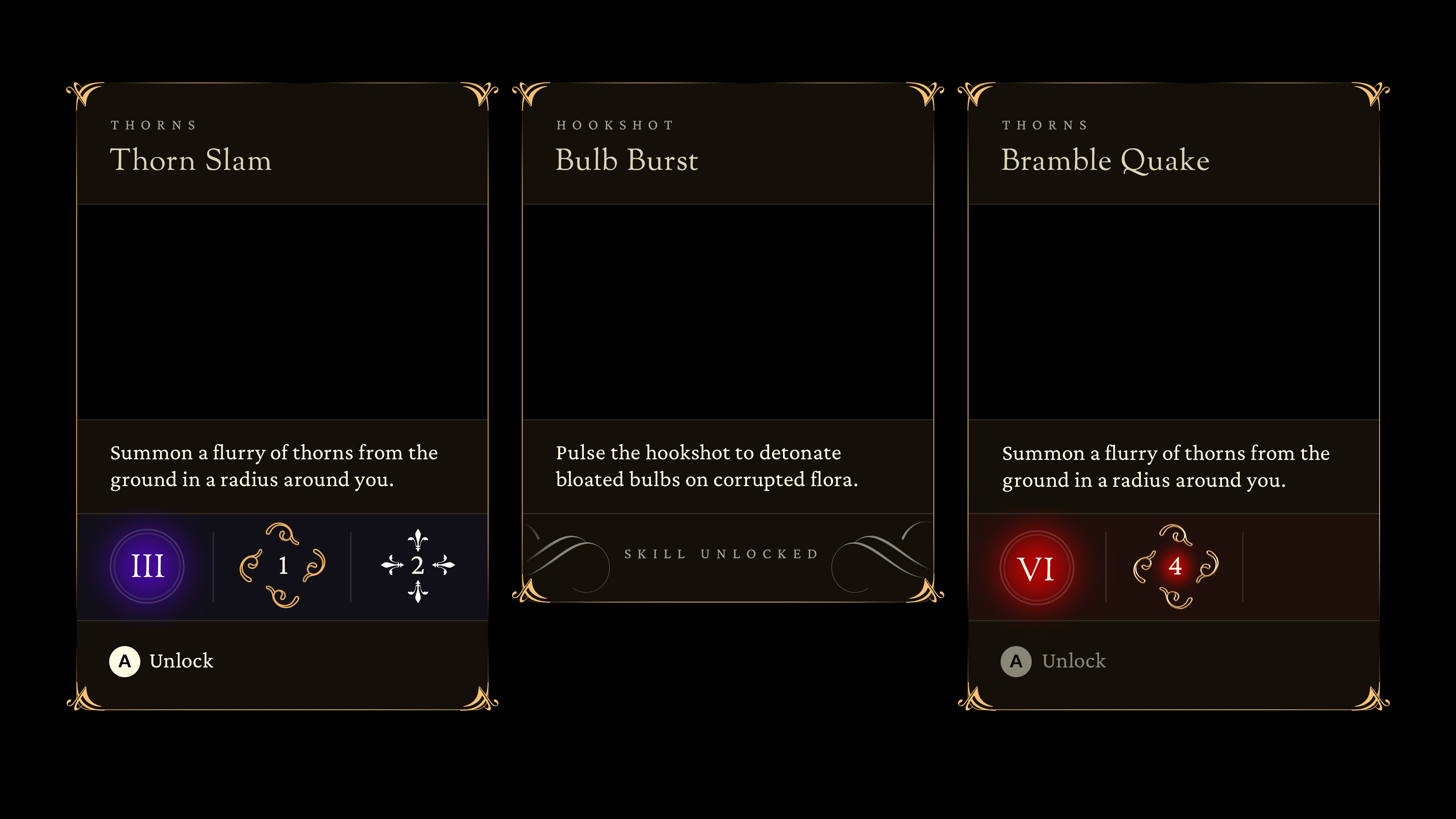 screen design for the unreal fairytale skill tree
